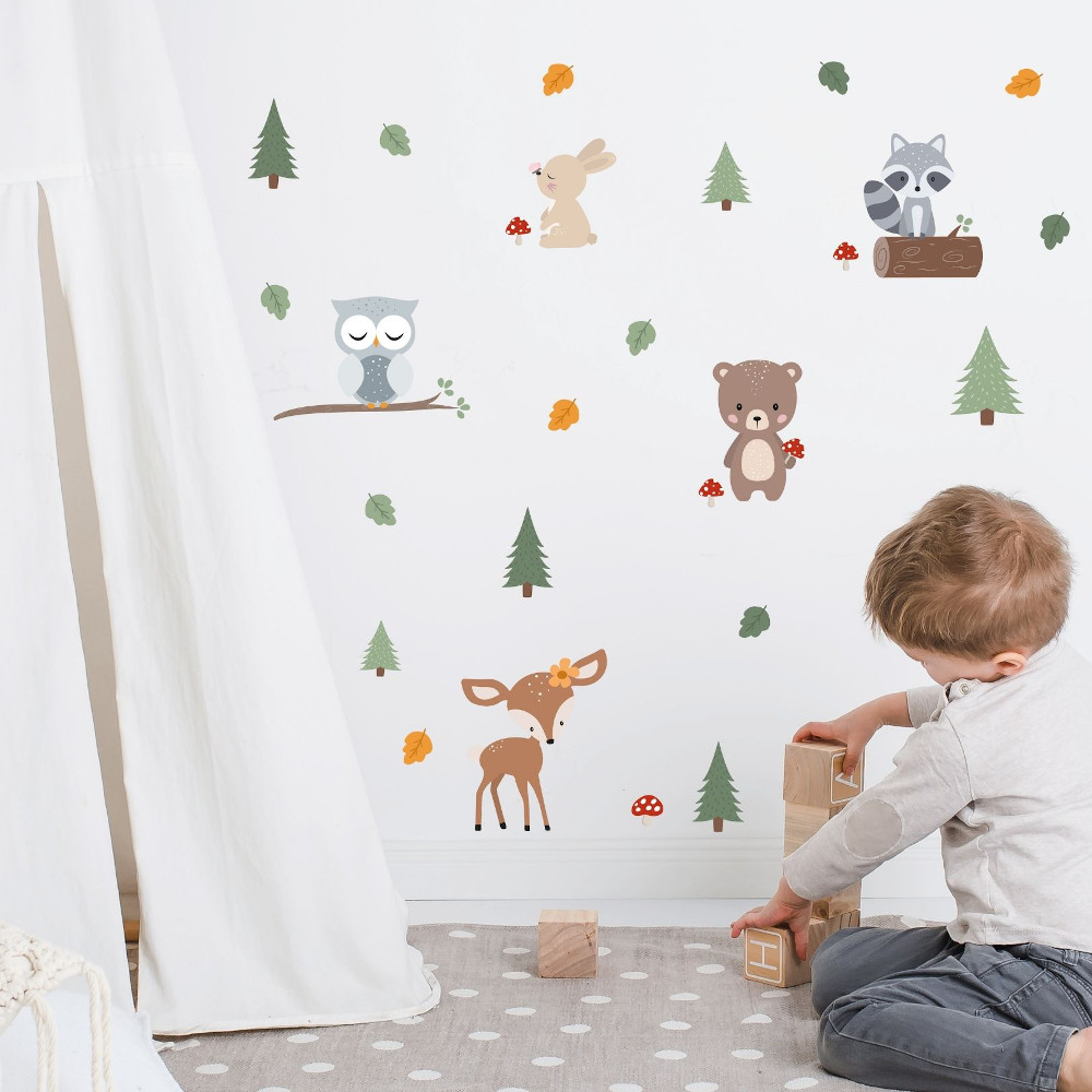 Bringe mit unseren »Waldtiere«-Wandstickern Natur und Tierwelt in das Kinderzimmer deines Kindes